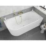 MEXEN/S - Silo volně stojící rohová vana pravá reliéf 170 x 80, bílá, sifon a přepad zlatá kartáčovaná 52891708000P-55