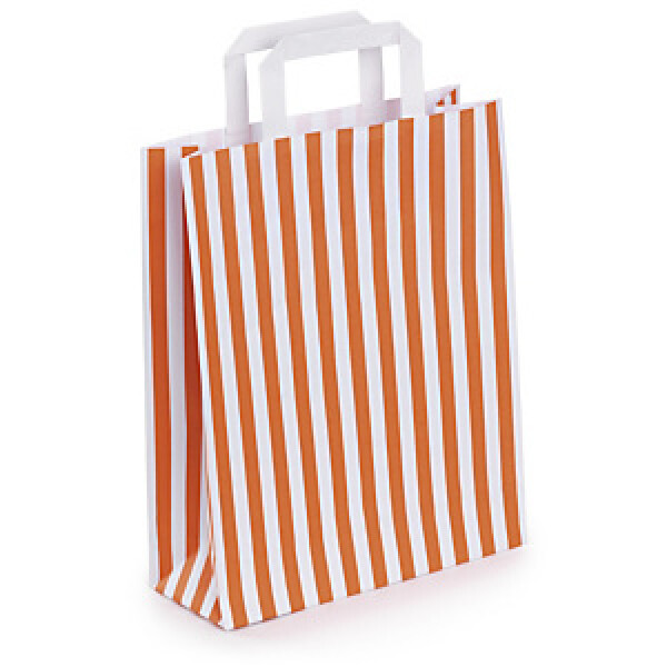 50 x Taška z kraftového papíru 260 x 330 x 100 mm s oranžovými pruhy