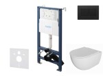 Kielle - Genesis New Set předstěnové instalace, klozetu Oudee, Rimless, sedátka softclose a tlačítka Gemini New III, matná černá 30528SS09