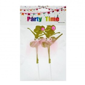 Dortisimo Zápich do dortu Baletky zlaté s růžovou sukní (2 ks)