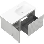 MEXEN/S - Rivel koupelnová skříňka 90 cm s umyvadlem Vela pravá, 1S, 1D, reliéf, šedá mat/bílá mat 91A23-09047-3-BBFF62-W23P01