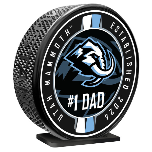 Mustang Puk Utah Mammoth NHL 8" MEGA Puck #1 Dad Ribbon