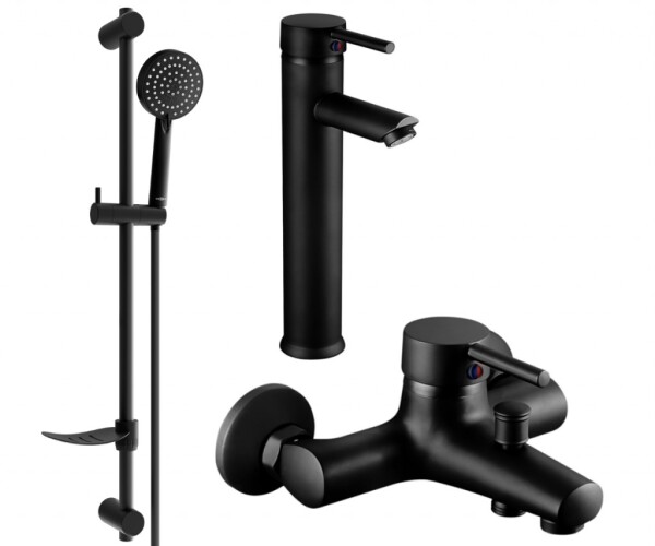 MEXEN/S - Lua DF75 SET vanová a umyvadlová baterie, černá 72813DF75-70