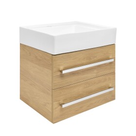 Koupelnová skříňka s umyvadlem SAT Cube Way 60x53x46 cm dub Hickory mat CUBE46602DHSATCW CUBE46602DHSATCW
