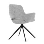 Židle jídelní, šedá látka, 360° vratný mechanismus, černý kov