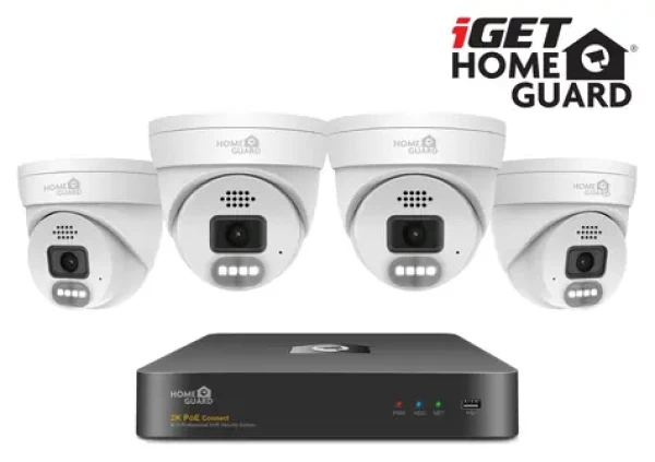 IGET HOMEGUARD HGNVK84804 / Kamerový systém / 4 kamery / 2K / 8CH / PoE / IP66 / LAN (75020569)