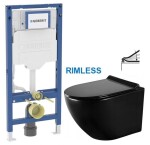 GEBERIT Duofix bez tlačítka + WC MEXEN LENA ČERNÁ Rimless + SEDÁTKO 111.300.00.6 ME01