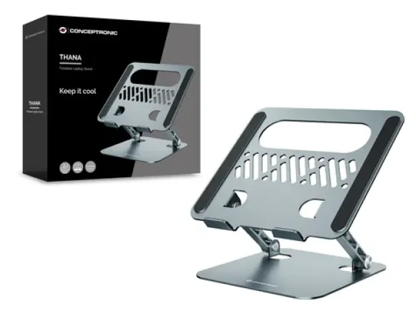 Conceptronic Stojan pro notebook 17" šedý / Stojan pro notebook / skládací / výškově nastavitelný / nosnost 3 kg (THANA10G)