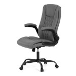 Křeslo kancelářské, šedá ekokůže, kovový kříž, kolečka na tvrdé podlahy