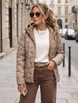 Dámská prošívaná přechodová bunda s kapucí, béžová, FashionStreet TY5882 M