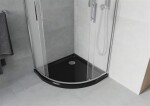 MEXEN/S - Rio čtvrtkruhový sprchový kout 90 x 90, mráz, chrom + vanička se sifonem Flat, černý 863-090-090-01-30-4170