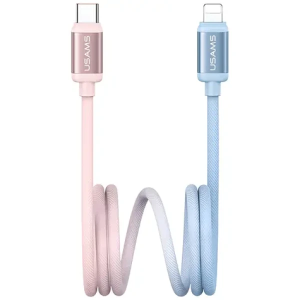 USAMS SJ757 modro-růžová / Datový kabel / USB-C - Lightning / PD 30W / 1,2 m (SJ757USB03)