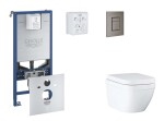 GROHE - Rapid SLX Set předstěnové instalace, klozetu, sedátka SoftClose a tlačítka Skate Cosmopolitan, Triple Vortex, kartáčovaný Hard Graphite SANI11BB5105