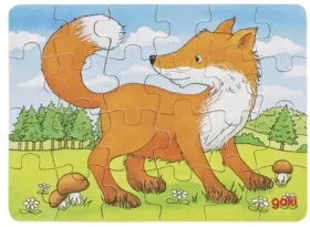 GOKI Dřevěné puzzle Lesní zvířátka: Liška
