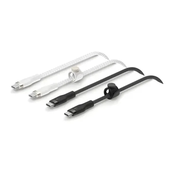 Belkin CAB011bt1MBW2PK černá/bílá / Datový kabel USB-C - USB-C / 1m / silikonový / 2ks (CAB011BT1MBW2PK)