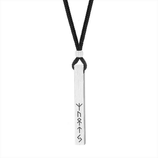 Pánský náhrdelník Harald - Totem bojovníka s runami, Stříbrná 60 cm