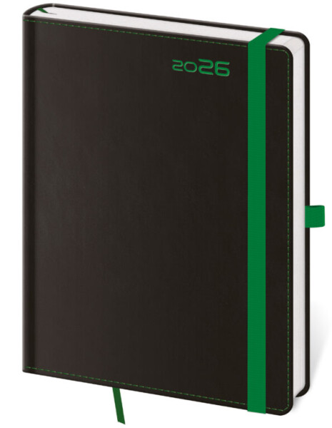 Týdenní diář 2026 Helma A5 - Black Green s poutkem