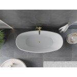 MEXEN/S - Olea volně stojící vana vzor 170 x 80, bílá/černá, sifon a přepad zlatá kartáčovaná 52821708075-55