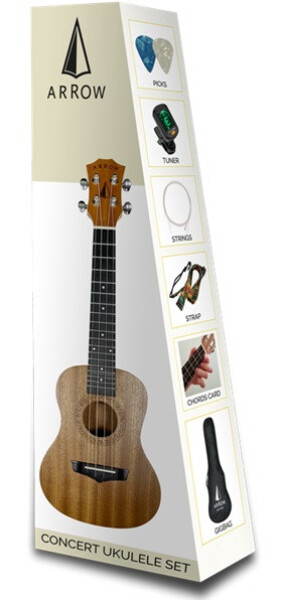 Arrow MH10 Sapele Concert Ukulele - Natural SET