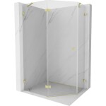 MEXEN/S - Lunar sprchový kout pětiboký křídlový levá 100 x 80, transparent, zlato kartáčovaná 831-100L-080P-55-00-L