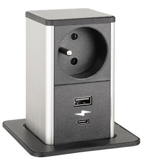 STRONG PowerUp zásuvka, 1x230V, USB A/C nabíjecí, Černá, Fr (477468)