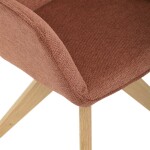 Židle jídelní s područkami, oranžová voděodpudivá látka, dubové nohy, otočná 360°