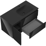 MEXEN/S - Orio koupelnová skříňka 90 cm s umyvadlem Vela pravá, 2S, 1D, černá lesk/černá mat 91A13-09047-3-BBFFF70-W23P71