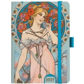 Denní diář A5 Alfons Mucha 2027 Modrý
