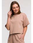 B294 Oříznutá mikina s krátkým rukávem - mocca EU 2XL/3XL