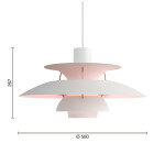 Louis Poulsen Závěsná lampa PH 5 White/Pale rose – výroční edice, růžová barva, bílá barva