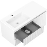 MEXEN/S - Rivel koupelnová skříňka 100 cm s umyvadlem Otis levá, 2S, 1D, reliéf, bílá mat 91A23-10047-3-BBFFF01-W18L01
