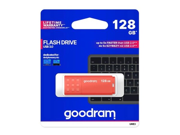 GOODRAM UME3 128GB oranžová / Flash disk / USB 3.0 / čtení: 60MBs / zápis: 20MBs (UME3-1280O0R11)