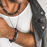 Pánský korálkový náhrdelník Andrés - 10 mm Lávový Kámen, Černá 60 cm