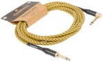 Cascha Professional Line Guitar Cable Angled Tweed Natural 3 m
