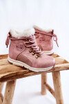 Dětské zateplené kozačky na zip Big Star KK374177 Růžove 34