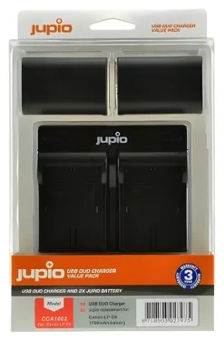 JUPIO Set 2x LP-E6 1700mAh + USB duální nabíječka / Akumulátor a nabíječka / pro Canon / 1700 mAh (CCA1002)
