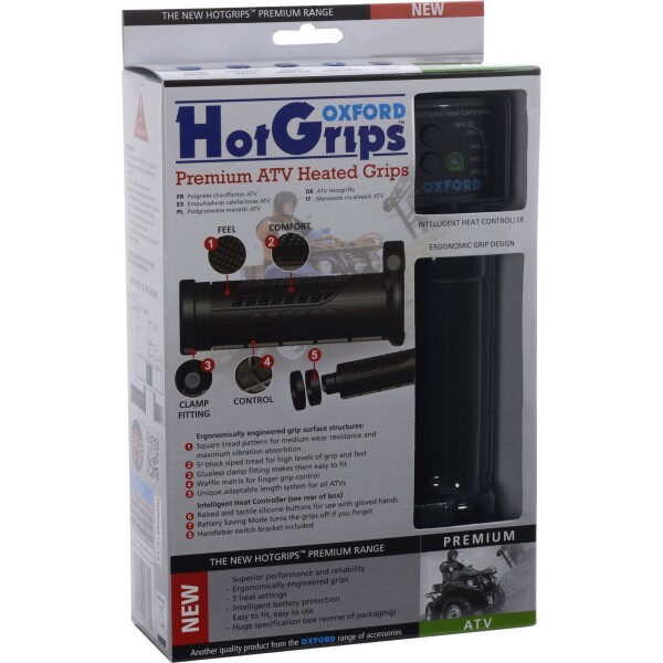 Gripy vyhřívané Hotgrips Premium Atv, Oxford - Anglie (upravitelná délka gripu 121-130mm)