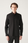 Avva Men's Black Oxford 100% Cotton Buttoned Collar Regular Fit Shirt