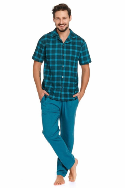 Pánské pyžamo modré káro modrá