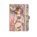 Notes A5 Premium Alfons Mucha 2027 linky Růžový