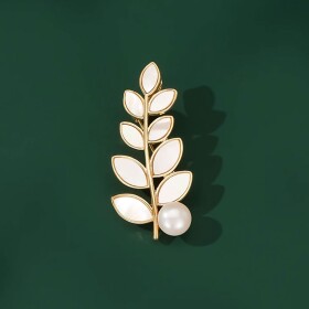 Perleťová brož s perlou Edurne, Zlatá Bílá