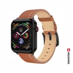 SWISSTEN Kožený řemínek pro Apple Watch 42/44/45/49mm hnědá / černá spona a černé poutko (46000813)