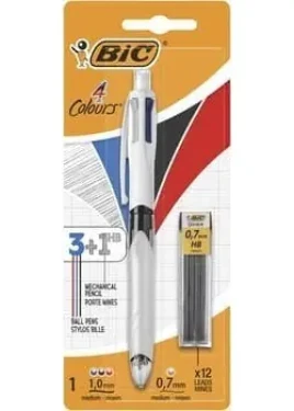 Bic 4 Colours / Kuličkové pero a mikrotužka / 3 barvy inkoustu / mikrotužka HB 0,7 mm / stopa 0,32 mm (942103)