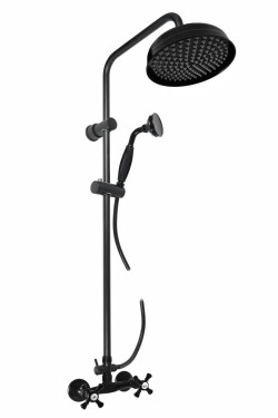 SLEZAK-RAV - Vodovodní baterie sprchová MORAVA RETRO s hlavovou a ruční sprchou, Barva: černá matná, Rozměr: 150 mm MK381.5/7CMAT