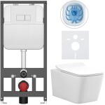 CERANO - Kompletní WC set Basic/Forte - bílá lesklá - WC tlačítko Modulo/Bílá - závěsné - předstěnová instalace - 51x36 CER-8050BD86138