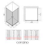 CERANO - Sprchový kout Antelo Duo L/P - 6 mm - černá matná, transparentní sklo - 110x100x190 - otočný CER-482371