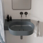 OMNIRES - OVO M+ umyvadlo na desku/závěsné - levé, 64 x 44 cm, ash grey mat; OVO645UWLAG