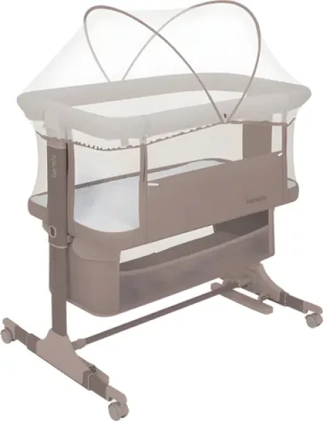 LIONELO Postýlka Jodie 3v1 Beige Taupe / Přístavná postýlka i kolébka / Nastavitelná výška 6 úrovní / Kolečka s brzdou (LO-JODIE BEIGE TAUPE)