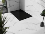 MEXEN/S - Stone+ obdélníková sprchová vanička 130 x 70, černá, mřížka černá 44707013-B