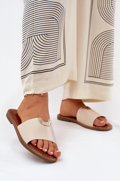 Dámské Pantofle Eko Kůže S Dekorativními Detaily Béžové Mevith 37